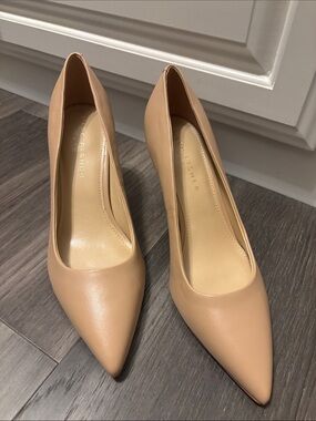 Marc Fisher LTD Nude Pointed-Toe Leather Pumps